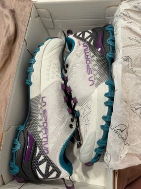 La Sportiva Women’s White Teal Purple Trail Running Shoes